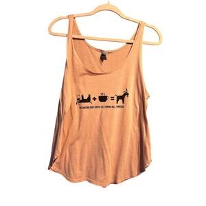 Graphic Tank Size Large Blush Funny Coffee Shop Fainting Goat Spring Hill TN